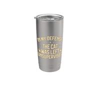 in My Defense The Cat was Left Unsupervised Cat Grandpa Stainless Steel Insulated Tumbler