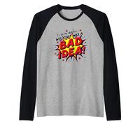 in My Defense Well That was A Bad Idea Comic Style Raglan Baseball Tee, Men, Black/Athletic Heather, XL