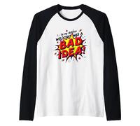 in My Defense Well That was A Bad Idea Comic Style Raglan Baseball Tee, Men, Black/White, XL