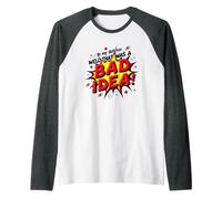 in My Defense Well That was A Bad Idea Comic Style Raglan Baseball Tee, Men, Dark Heather/White, XXL
