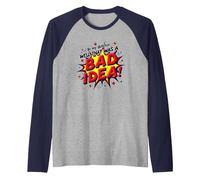 in My Defense Well That was A Bad Idea Comic Style Raglan Baseball Tee, Men, Navy/Athletic Heather, L