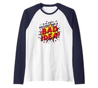 in My Defense Well That was A Bad Idea Comic Style Raglan Baseball Tee, Men, Navy/White, L