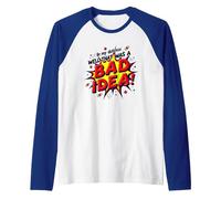 in My Defense Well That was A Bad Idea Comic Style Raglan Baseball Tee, Men, Royal Blue/White, XXL
