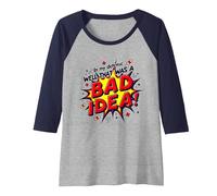 in My Defense Well That was A Bad Idea Comic Style Raglan Baseball Tee, Women, Navy/Athletic Heather, XXL