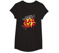 in My Defense Well That was A Bad Idea Comic Style T-Shirt, Girls, Black, Medium