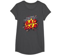 in My Defense Well That was A Bad Idea Comic Style T-Shirt, Girls, Dark Heather Grey, Medium