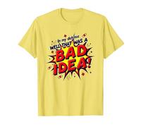 in My Defense Well That was A Bad Idea Comic Style T-Shirt, Men, Lemon, L