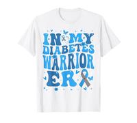 in My Diabetes Warrior Era T1D Awareness Grey & Blue Ribbon T-Shirt