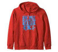 In My Diabetes Warrior Era T1D Awareness Grey & Blue Ribbon Zip Hoodie