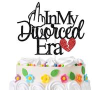 In My Divorced Era Cake Topper, The End of an Error/Divorced AF, Funny Divorce Breakup Party Decorations Supplies for Newly Single Black Glitter