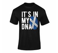 In My DNA Scotland T Shirt - Scottish Gifts, Scotland Top, Scotland Football T-Shirt, Scotland Gifts for Men & Kids, Scottish Flag Tee - Black - 9-11 Years