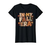 in My Fall Era Cozy Autumn Patchwork Design Value Graphic T-Shirt, Women, Black, XS