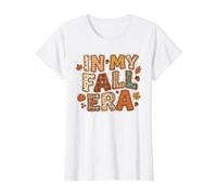 in My Fall Era Cozy Autumn Patchwork Design Value Graphic T-Shirt, Women, White, XS