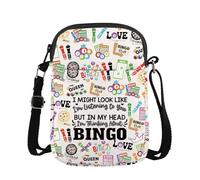 In My Head I Am Thinking About Bingo Gift Bingo Player Gift Bingo Gambling Gift Lucky Bingo Crossbody Bag (BINGO cb UK)