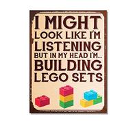 In My Head, I'm Building Blocks - Retro Vintage 8 x 6 Metal Sign