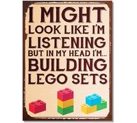 In My Head, I'm Building Blocks - Retro Vintage Metal Sign - 3 Sizes (A5)