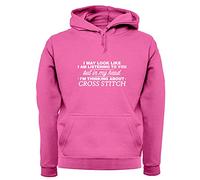 in My Head I'm Cross Stitch - Unisex Premium Hoodie/Hooded Top - Candyfloss Pink - XXL