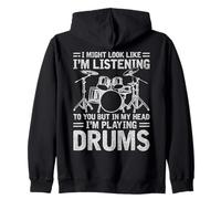 In My Head I'm Playing Drums Funny Drummers Drumming Gifts Zip Hoodie