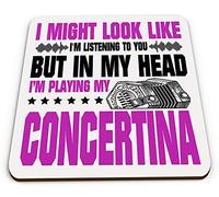 in My Head I'm Playing My Concertina Funny Novelty Gift Glossy Mug Coaster - Pink