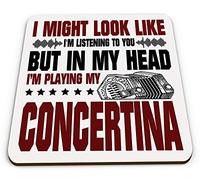 in My Head I'm Playing My Concertina Funny Novelty Gift Glossy Mug Coaster - Red