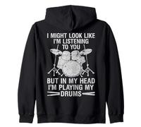In My Head I'm Playing My Drums Drumming Lover Drummer Gifts Zip Hoodie