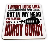 in My Head I'm Playing My Hurdy Gurdy Funny Novelty Gift Glossy Mug Coaster - Red