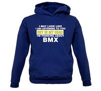 in My Head I'm Thinking About BMX Kids Hoodie [Navy Medium]
