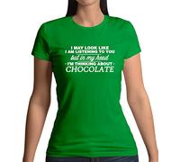in My Head I'm Thinking About Chocolate - Womens Crewneck T-Shirt - Irish Green - XL