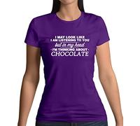 in My Head I'm Thinking About Chocolate - Womens Crewneck T-Shirt - Purple - XXL
