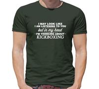 in My Head I'm Thinking About Kickboxing - Mens T-Shirt - Army - Large Military Green