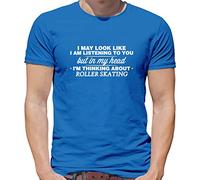 in My Head I'm Thinking About Roller Skating - Mens T-Shirt - Royal Blue - Medium