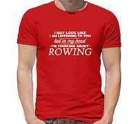 in My Head I'm Thinking About Rowing - Mens T-Shirt - Red - Medium