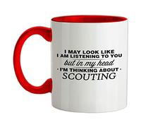 in My Head I'm Thinking About Scouting - 11oz - Ceramic Two-Tone Mug for Coffee/Tea - Red/White - One Size