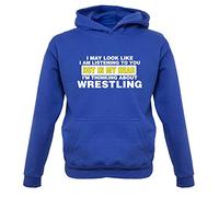 in My Head I'm Thinking About Wrestling Kids Hoodie [Royal Blue Large]
