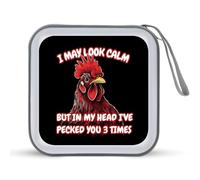 in My Head I've Pecked You 3 Times Funny CD Case 40 Capacity DVD Holder Portable Storage Disc Binder Wallet for Car Home Travel