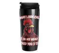 in My Head I've Pecked You 3 Times Printed Reusable Coffee Mug Insulated Travel Drinking Cup Water Bottle with Lid 350ml