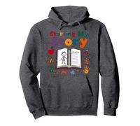 In My Kindergarten Era: Starting My Story Pullover Hoodie, Adult Unisex, Dark Heather Grey, L