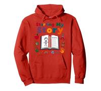 In My Kindergarten Era: Starting My Story Pullover Hoodie, Adult Unisex, Red, L