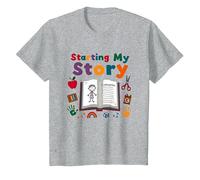 in My Kindergarten Era: Starting My Story T-Shirt, Kids, Heather Grey, 12 Years