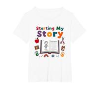 in My Kindergarten Era: Starting My Story T-Shirt, Women's Plus, White, 6X