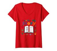 in My Kindergarten Era: Starting My Story V-Neck T-Shirt, Women, Red, S