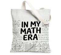 In My Math Era Quote Mathematical Equations Canvas Tote Bag 13x15 Inch, White, 13x15 Inch