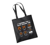 In My Spare Time Anime Tote Bag - Japanese Cosplay Manga Inspired Merch Merchandise Gifts Present Idea Birthday Christmas Men Women Boys Girls Organic Cotton Shopper (Black)