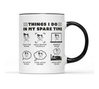 In My Spare Time Sewing Mug - Womens Funny Novelty Gifts Present Birthday Christmas Mum Mothers Grandma Sewer Quilting Quilter Ladies Embroidery Ceramic Coffee Tea Cup (Black Handle Prime)