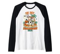in My Summerween Era Funny Cute Cow Halloween Beach Vacation Raglan Baseball Tee