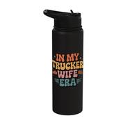 in My Trucker Wife Era Retro Truck Driver Stainless Steel Insulated Water Bottle