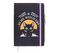 In My Witch Era A5 Notebook with Amethyst Pen - Witchy Bat-Cat Design, 100 Sheets for Spells and Thoughts, Includes Magical Amethyst Chip Pen for Creativity and Spiritual Energy