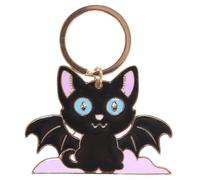 In My Witch Era Cat and Moon Enamel Keyring - Bat-Winged Black Cat with Crescent Moon, For Cat Lovers & Witches, Durable & High-Quality, Ideal for Personalizing Essentials.