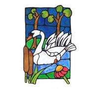 In No Rush (Swan) Unique Stained Glass Art Blank Greetings Card and Envelope