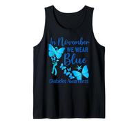 in November We Wear Blue Butterflies Diabetes Awareness Tank Top